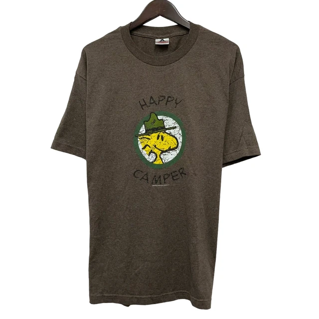 Vtg Peanuts Woodstock Men's Happy Camper Brown T-Shirt AAA Tag Deadstock NWT XL