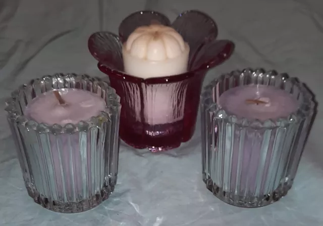 Set Of 3 Votive Candle Holders (Includes Candles)