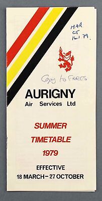 Aurigny Air Services Airline Timetable Summer 1979