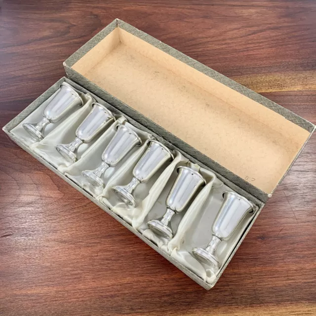 (6) Web Sterling Silver Parcel Gilt Weighted Cordials In Original Box No Monos