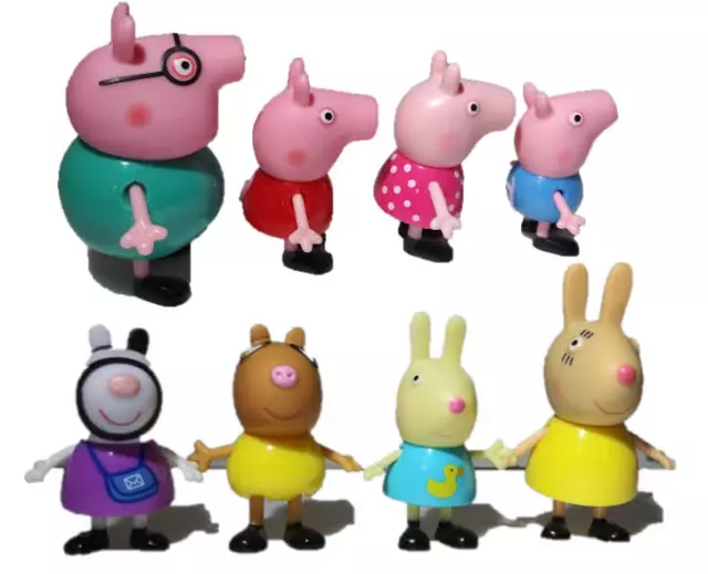 Lot of 8 Jazwares Peppa Pig Family & Friends Action Figures Toys Mini Figures