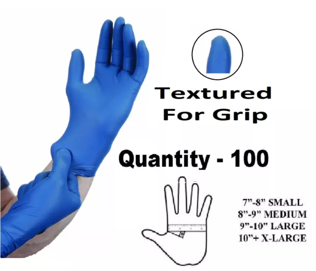 100 EXTRA LARGE Tough Blue Nitrile Tattoo Mechanic Disposable Glove