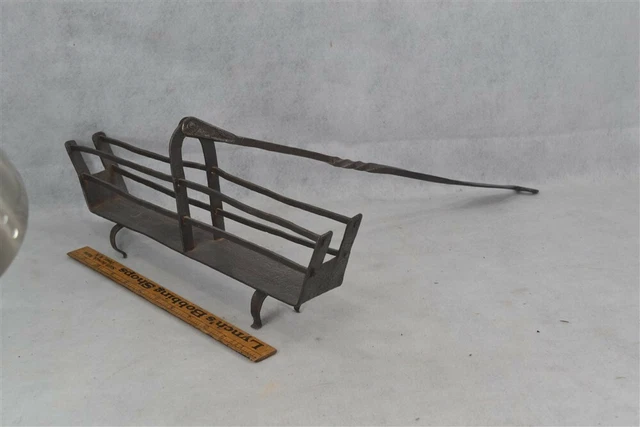 antique 18th 19th c fireplace toaster  hand forged iron original  1780-1850