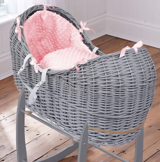 Vaina Clair de lune Gris Noah en Hoyuelo Rosa Con Gris Deluxe Base mecedora