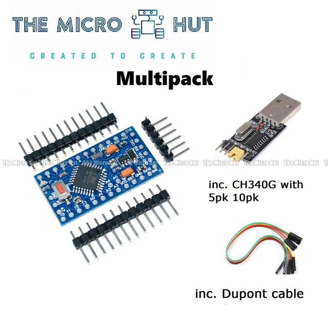 ARDUINO PRO MINI 328 Compatible ATmega328 5V 16MHz + CH340G adaptor w ...