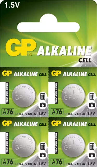 4 x GP® LR44 1.5V Alkaline Cell Coin Button Batteries A76 AG13 357 L1154 Long Ex