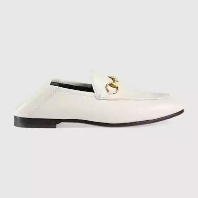 Gucci Loafers Horsebit Brixton Jordaan White Flat Fold Down Mystic White Leather