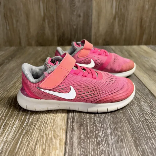 Nike Free RN Shoe 833995-600 Pink Gray Girls Youth US Size 11C Sneaker Shoes