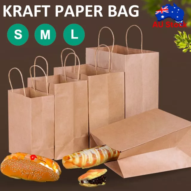 AU Bulk Kraft Paper Bags Gift Shopping Carry Craft Brown Retail Bag with Handles