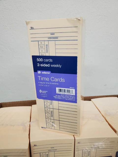 New 500 Ct Time Cards Punch Employee Payroll Amano clock 2 Sided Adams 9664A N 