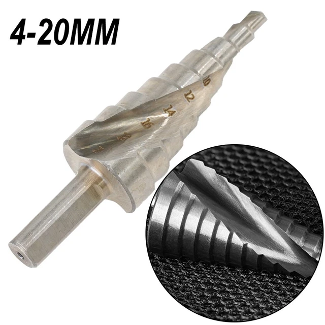 1 Pack HSS Spiral Groove Step Drill Bit For Stainless Steel Metal Cutting 4-20mm