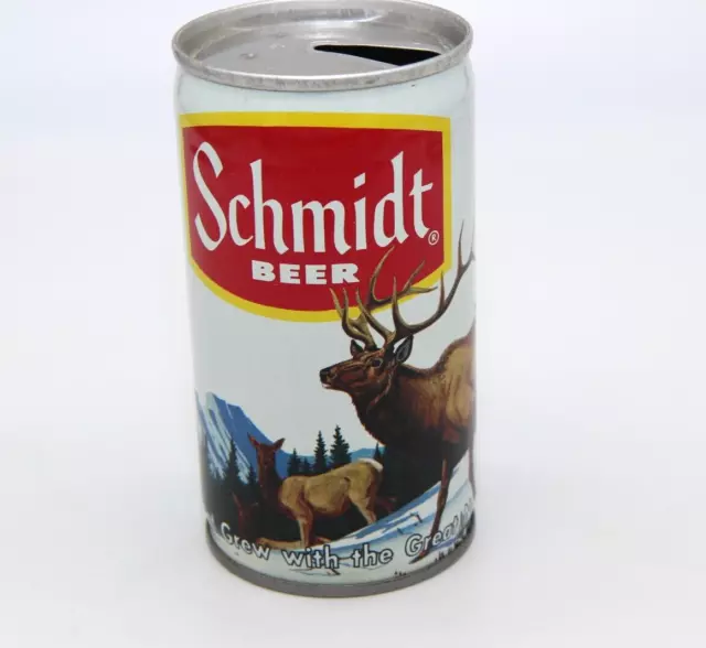 Schmidt Beer Can 12oz Crimped Steel Elk Scene