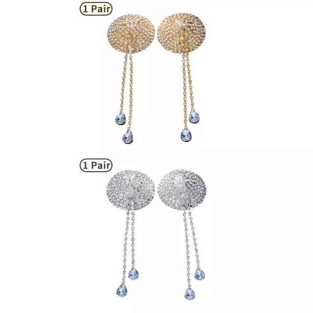 Round Shiny Rhinestone Nipples Covers Reusable Self-Adhesive Bra Pasties Sticker 2