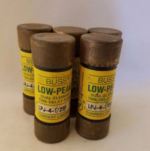 Lot De 5 Cooper Bussmann Buss Lpj-4-1/2sp Low-Peak Fusible 4.5A 4-1 / 2 Amp