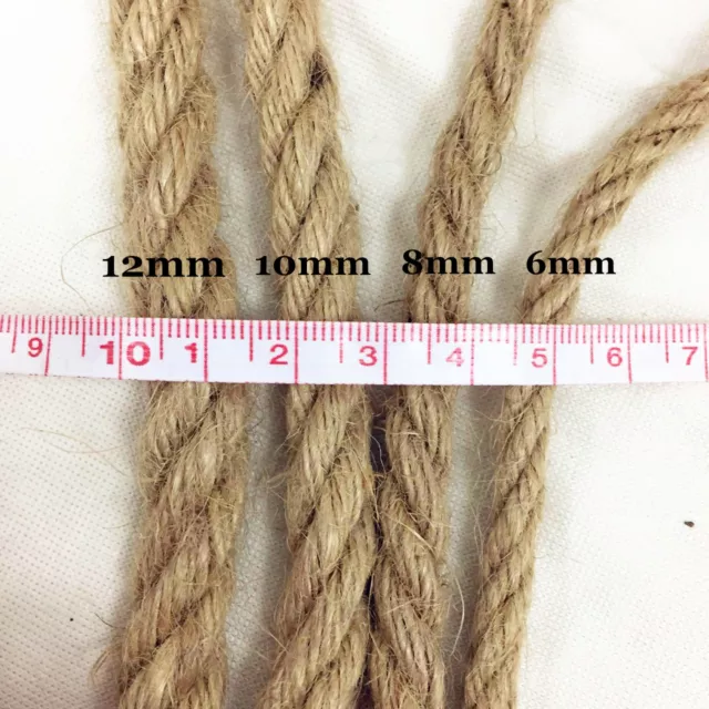 2-60Metres Natural Jute Hessian Rope Cord Braided Twisted Boating Sash Garden 3