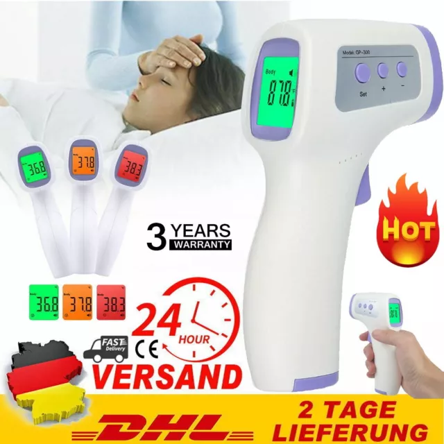 Infrarot Fieber Thermometer Stirnthermometer Kontaktlos Stirn Ohr Oberflächen