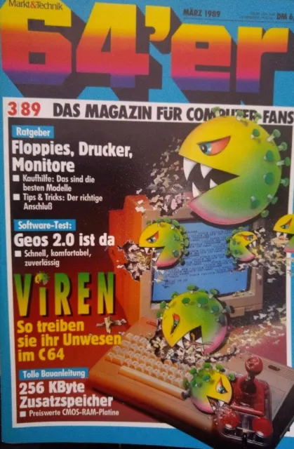 64er Magazin (64´er) 03/89 März 1989 C64 (Viren, Geos 2.0, Zusatzspeicher)