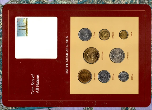 Coin Sets of All Nations Mexico 1987-1990 500 1988 50,100,1000 Pesos 1990