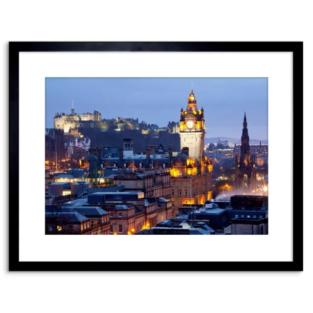 Photo Cityscape Skyline Edinburgh Castle Evening Dusk Framed Print 9x7 Inch