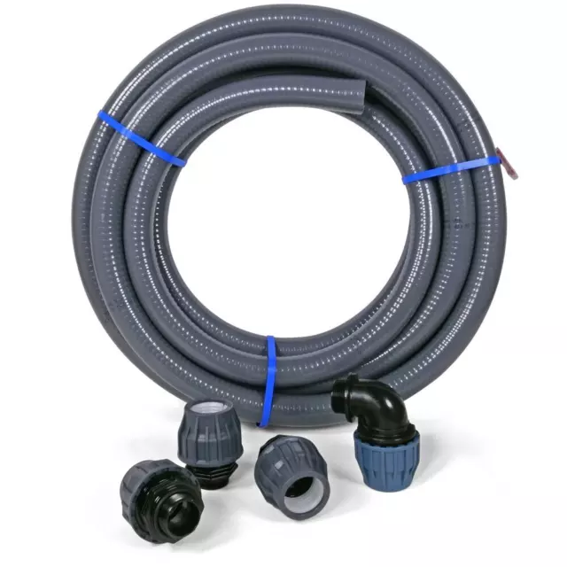 Poolanschluss-SET 12m Poolflex PVC Druckschlauch Ø 50mm + Fittinge Schwimmbad