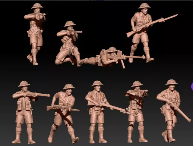 Ww2 British 8th Army  Full Set  Soldiers 1/35th Resin Printed