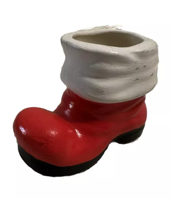 Vintage Ceramic Santa Claus Boot Planter Christmas Decor Toothpick Holder