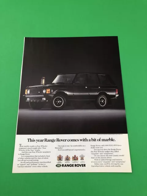 1988 1989 1990 1991 Range Rover Original Print Ad Advertisement B55