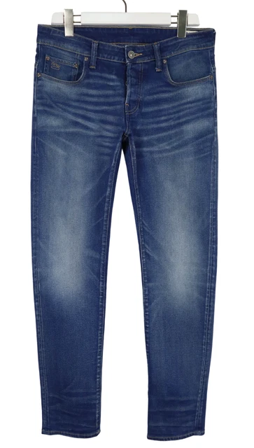 Jean G-Star 3301 Tapered Homme – Bleu Délavé Effet Whiskers, Taille W30/L36, Occasion TBE