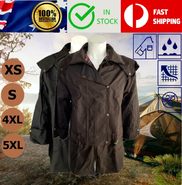 XS, S, 4XL ONLY Australian Made Oilskin Jacket Coat 3/4 Stockman Outdoor Bushman