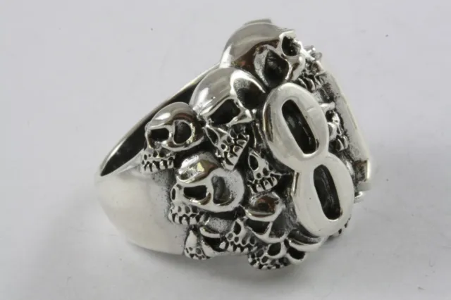 Route 81 Biker Chopper Skull Silberring 925 Silber Siegelring / 373 3