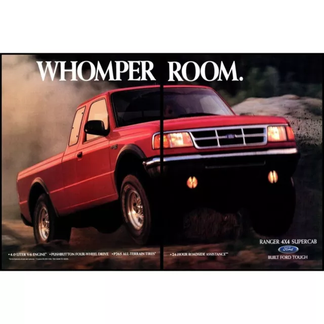 1994 Ford Ranger XLT 4x4 Supercab Pickup Truck 2 Page Vintage Print Ad Wall Art