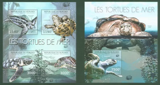 Burundi 2012 - Schildkröten Lederschildkröte Turtles - Nr. 2788-91 + Block 282 ⁑