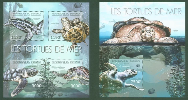 Burundi 2012 - Schildkröten Lederschildkröte Turtles - Nr. 2788-91 + Block 282 ⁑