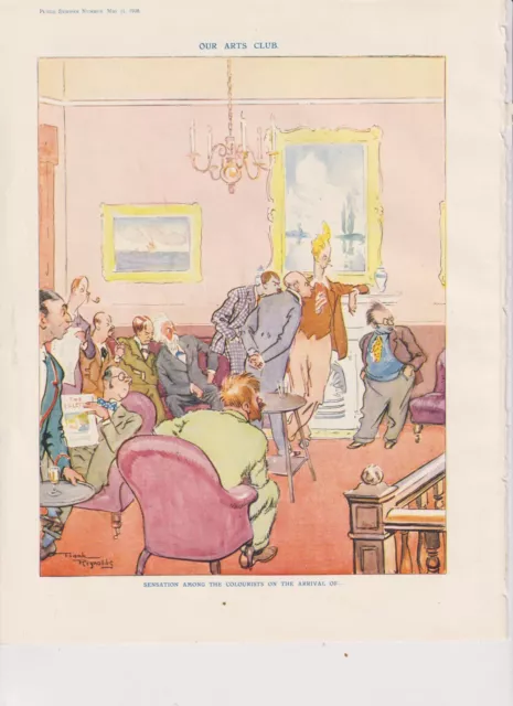 1928 Two Punch Cartoons (on facing pages) Coloured Pages Meet Black and White