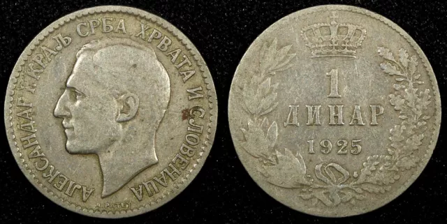 Yugoslavia 	Alexander I Nickel-Bronze 1925 1 Dinar KM# 5 (24 532)