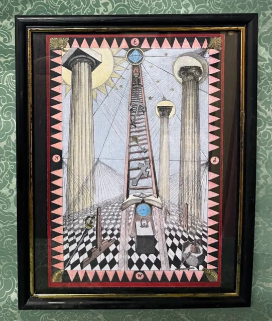 Lady Frieda Harris Entered Apprentice Masonic Tracing Board Recent Colored Print 2