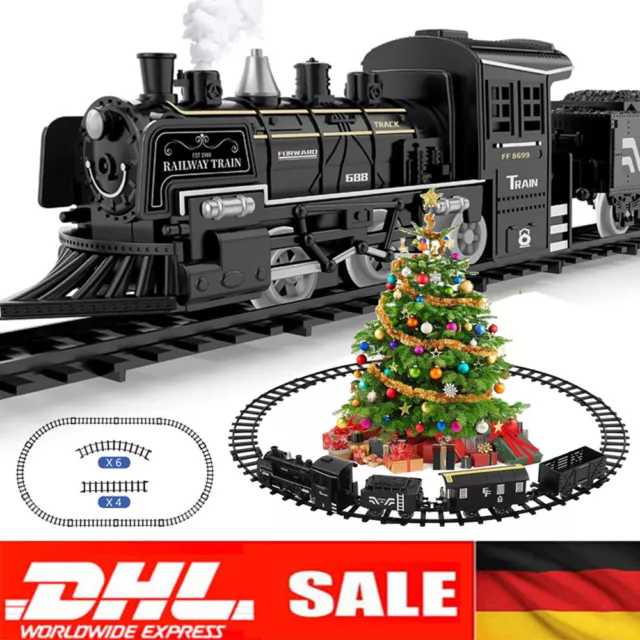 Güterwagen Eisenbahn mit 4 Waggons Elektrische Lok Dampflokomotive Spielzeug DE