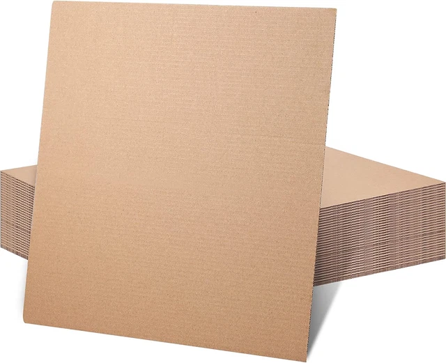 60 Pcs 12.4 X 12.4 Inches Corrugated Cardboard Sheets Brown Record Flat Square