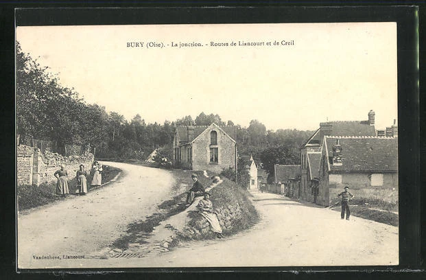 CPA Bury, La jonction, Routes de Liancourt et de Creil