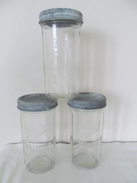 Vtg BALL Freezer Jar w/ Zinc Lid Set-3