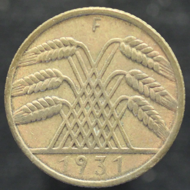 1931 F Germany 10 Pfennig - Key Date/Mintmark - KM40 (F255)