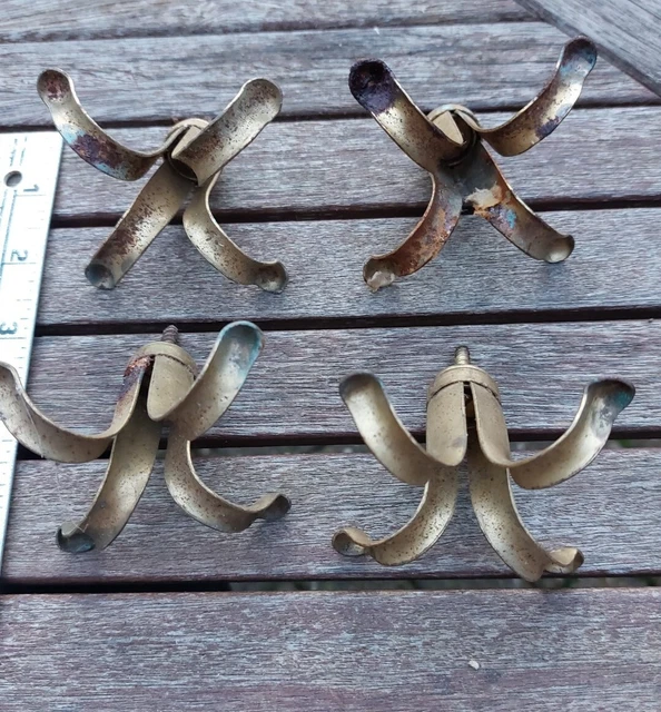 4 x Vintage Metal / Brass Wardrobe Swivel coat hooks