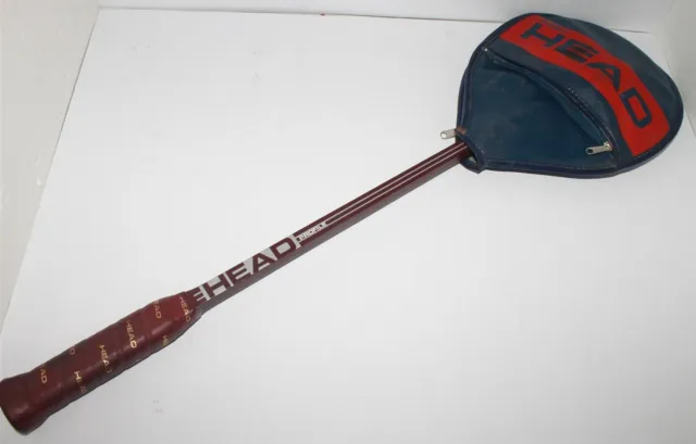 Head Profile Vintage Wooden Squash Racquet With Cover