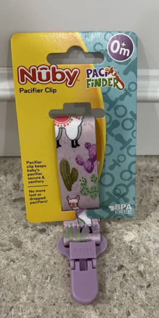 Nuby Printed Alpaca Purple Cloth Pacifinder Clip 0+ Months Free Shipping