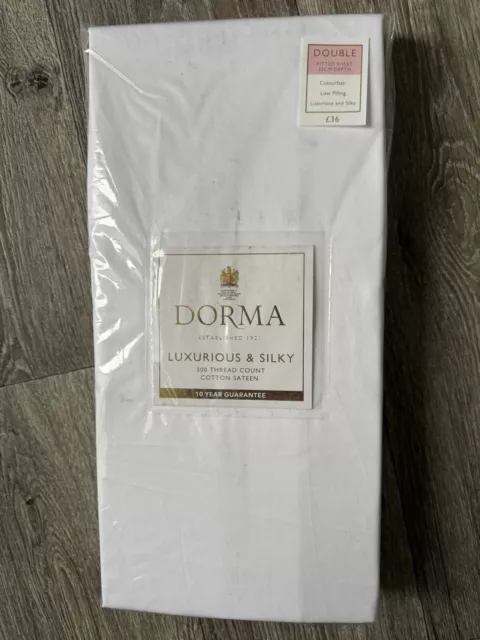 Dorma Luxurious & Silky White Double Fitted Sheet 32cm 500 Thread Count