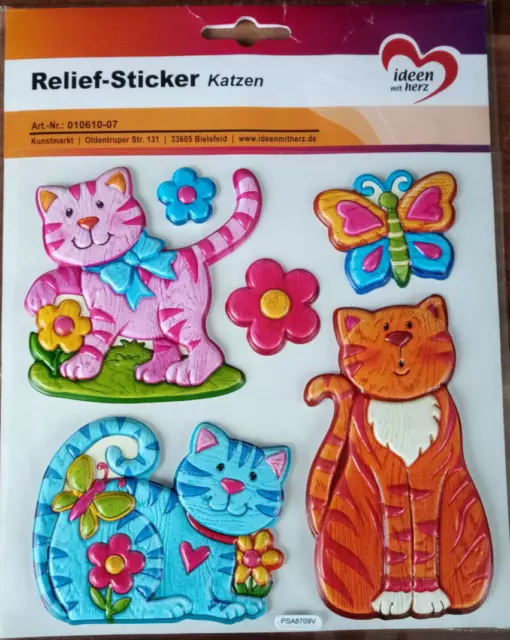 1  - Relief Sticker in Holz - Optik +++ KATZEN +++ Selbsklebend +++ Jittenmeier