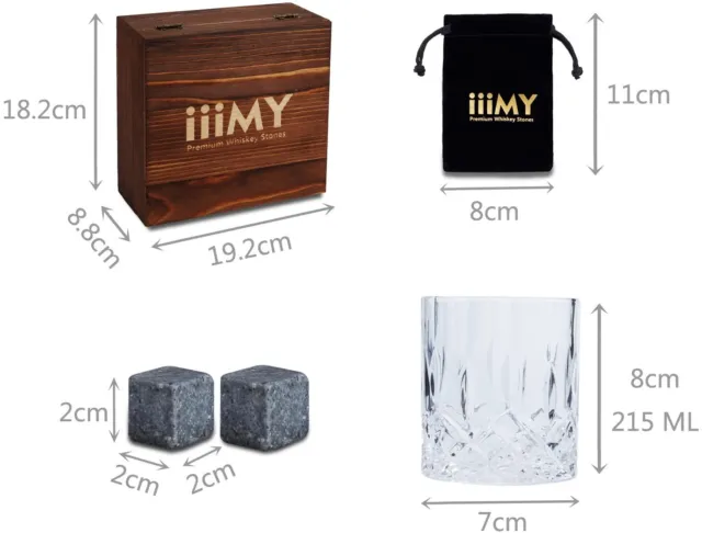Glasses Gift Whisky Stones 2 Set Box Handmade Wooden Whiskey Luxury Deluxe Gifts 3
