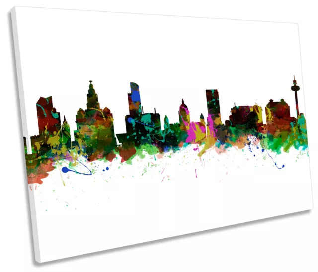 City of Liverpool Skyline Modern SINGLE CANVAS WALL ART Framed Print