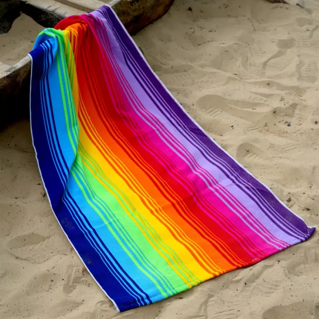 Regenbogen Mikrofaser Strandbad leicht gestreift Handtuch Urlaub Camping Fitnessstudio 8