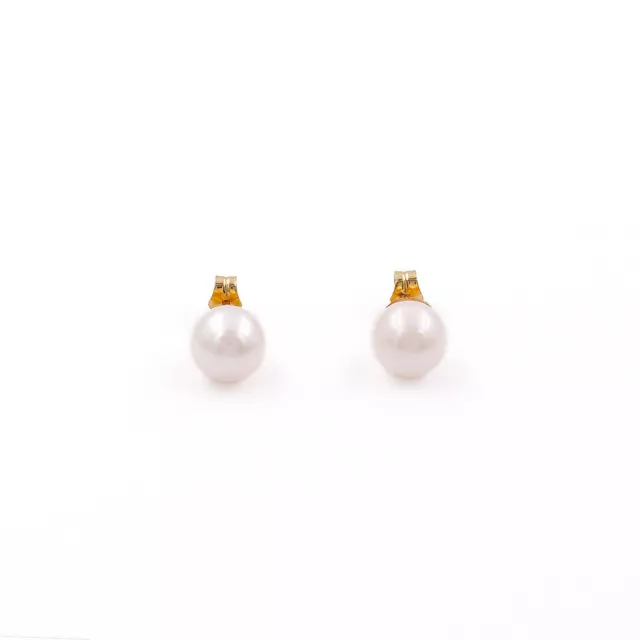 Pendientes Perlas Blancas Japonesas Akoya de Agua Salada y Oro Amarillo 18K 3